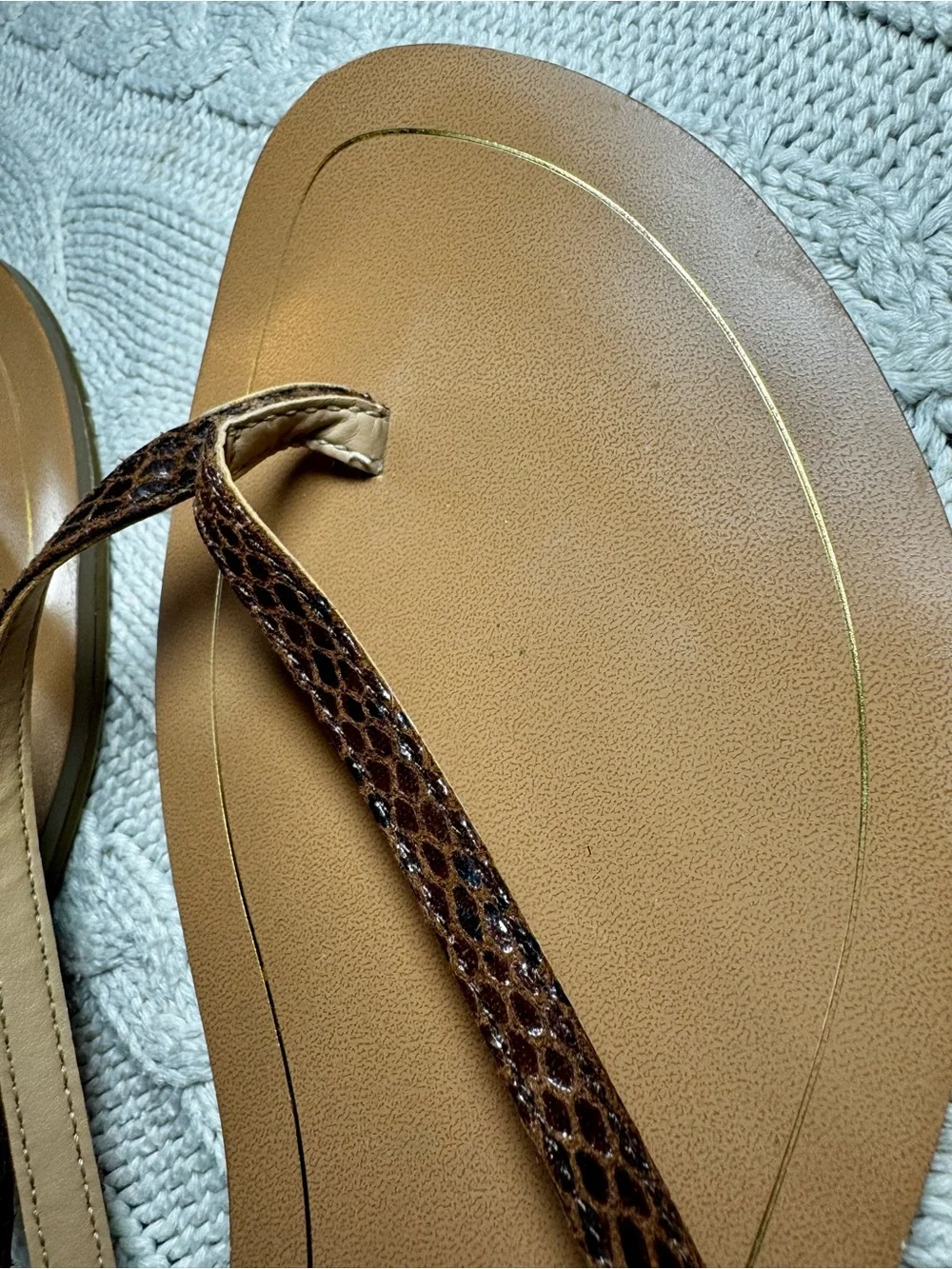 Banana Republic Factory Brown Faux Snake Skin Trim Flip Flops